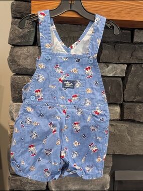 OshKosh B'gosh Blue Baseball Print Short Overalls
